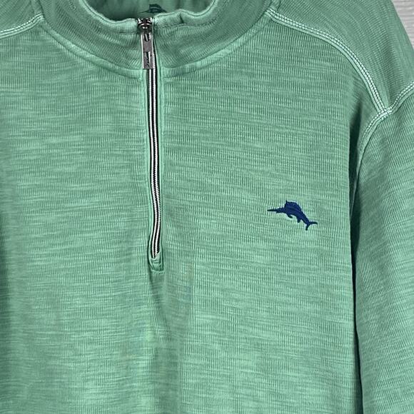 Tommy Bahama Pullover Mens Size XL Long Sleeve 1/4 Zip Light Green Mock Neck - Picture 3 of 7
